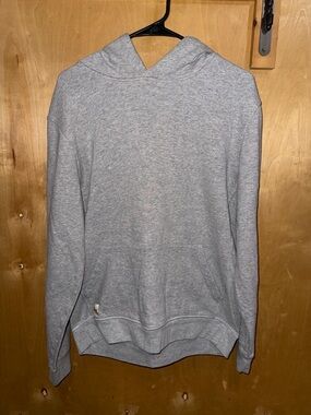 Tracksmith Gray Hooded Sweatshirt with Gold Logo Patch